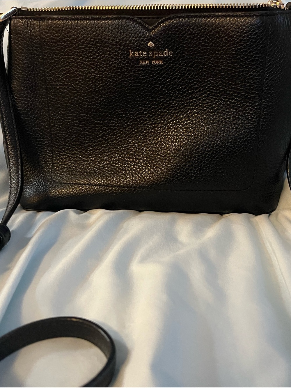 kate spade Leila York Black Pebbled Leather Crossbody Bag